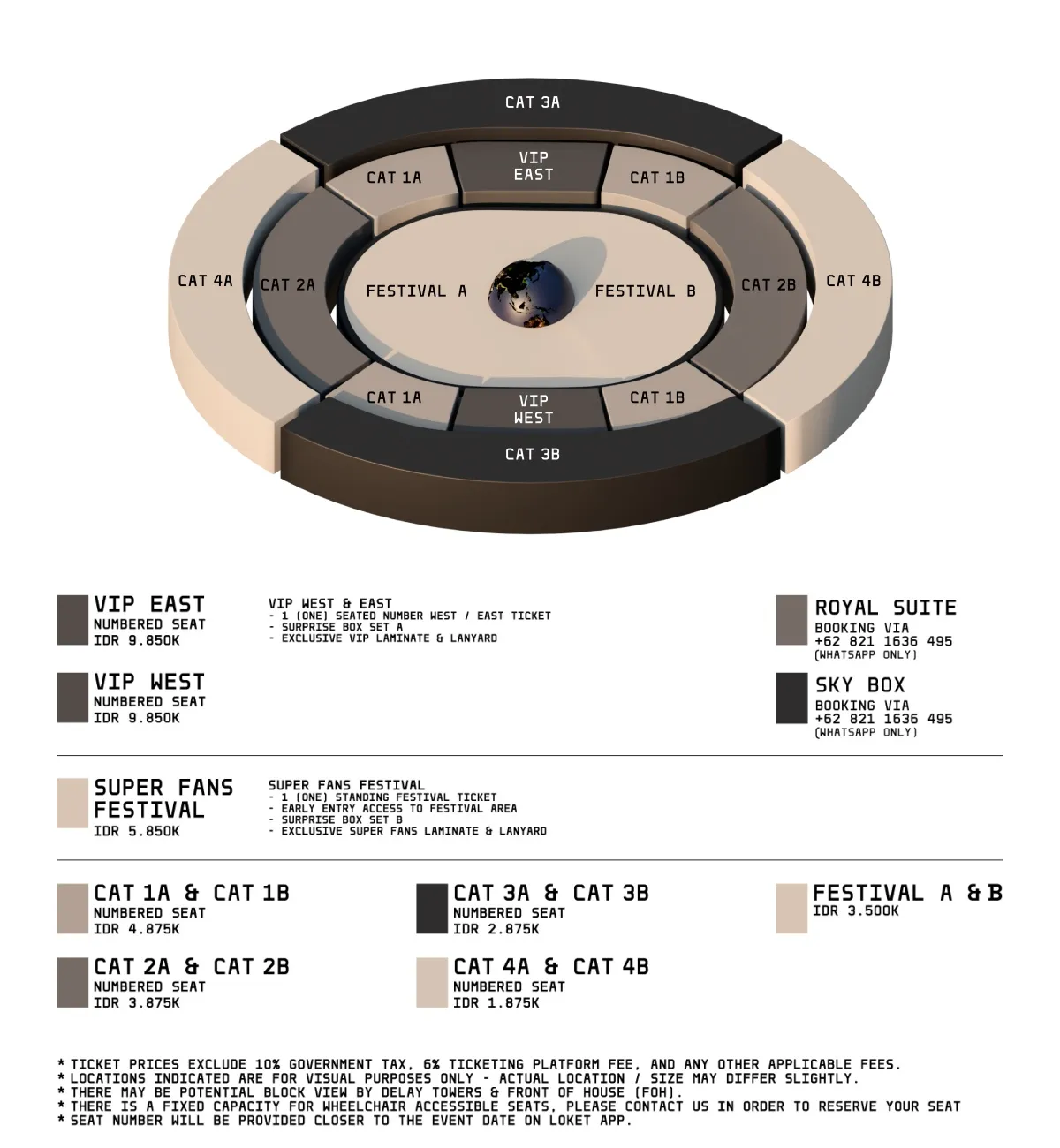 Seat plan dan harga tiket YE LIVE IN JAKARTA 2026 / YE LIVE IN JAKARTA 2026 / Raw Vision Collective