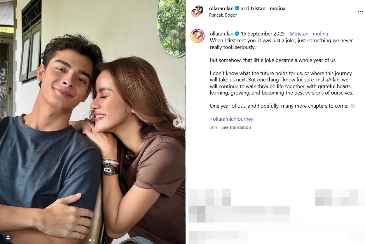 Tristan Molina dan Olla Ramlan duduk bersama © instagram.com/ollaramlan