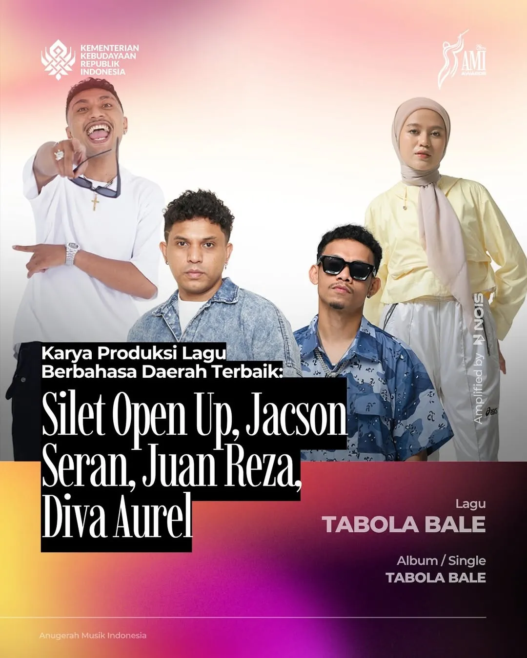 Silet Open Up Karya Produksi Lagu Berbahasa Daerah Terbaik Â© instagram.com/amiawards