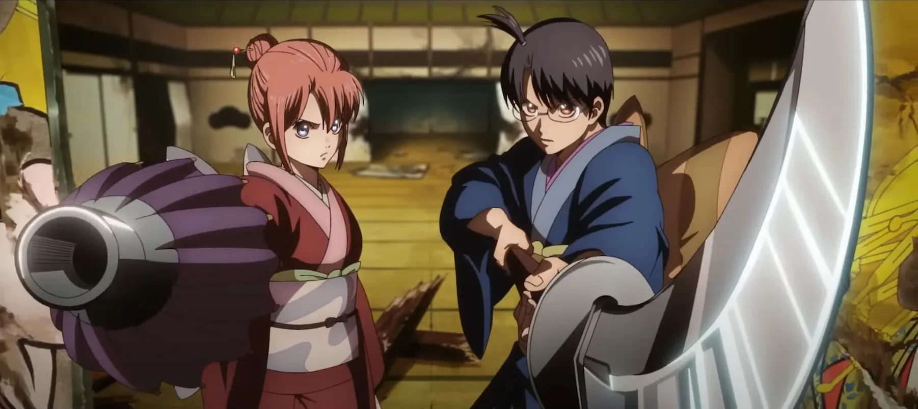 Kagura dan Shinpachi di trailer Yoshiwara in Flames (Credit foto: BN Pictures)