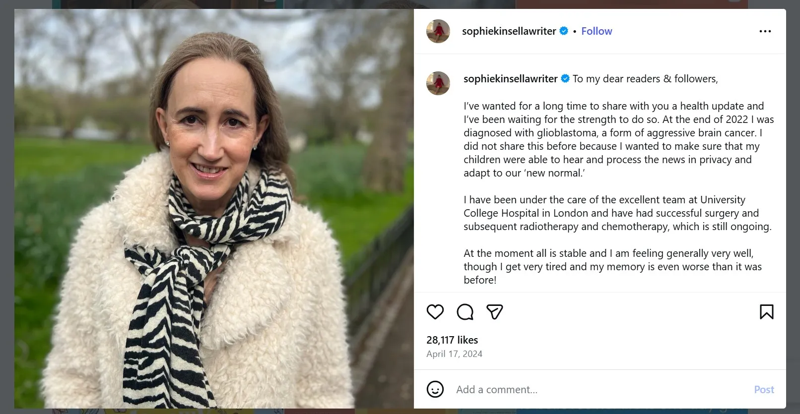 Instagram/sophiekinsellawriter