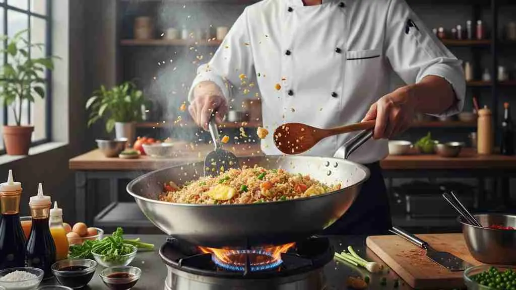 Langkah-langkah Pembuatan Nasi Goreng Dasar (c) Ilustrasi AI