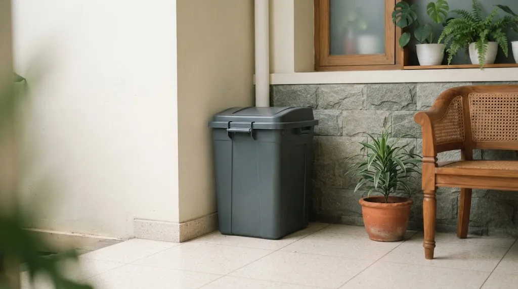 Gunakan Tempat Sampah yang Memiliki Tutup. (AI Generated)