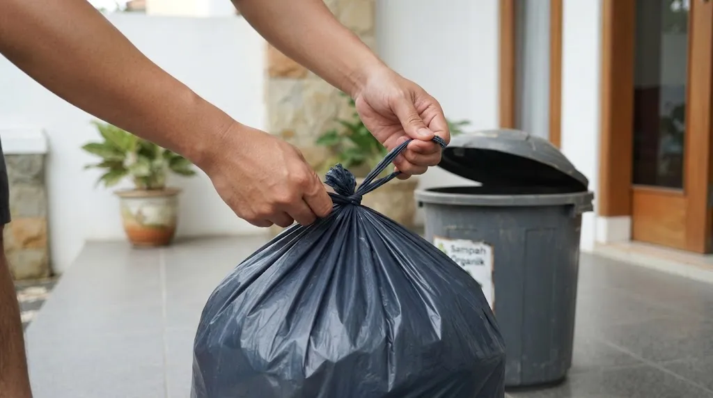 Tutup Kantong Sampah Sebelum Dibuang. (AI Generated)