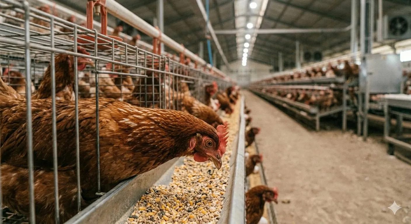 ayam di peternakan - image by AI