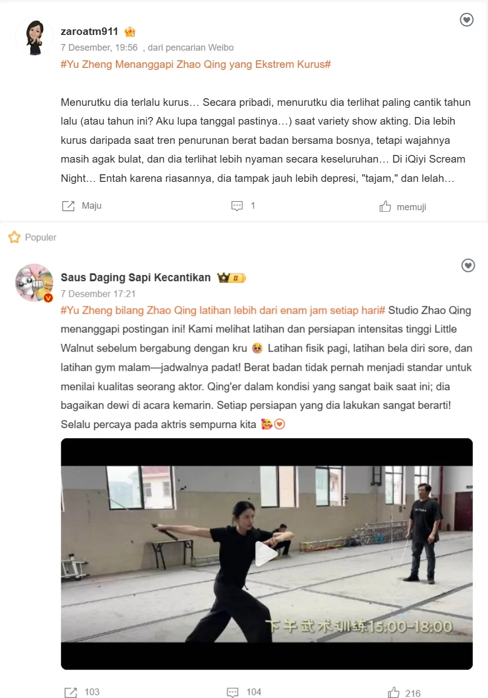 Reaksi Netizen di Weibo - copyright: weibo.com