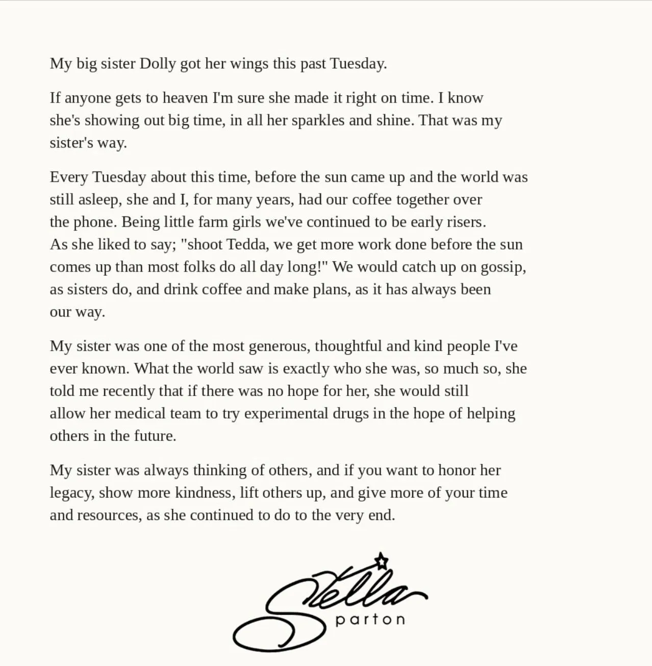 Surat Stella Parton Bahas Dolly Parton (credit: instagram.com/stellapartonofficial)