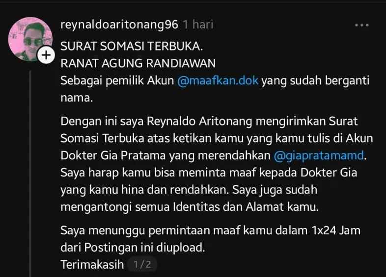 Warganet yang turut berkomentar (Theards/reynaldoaritonang96)