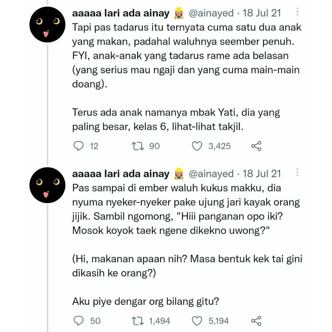 Cerita Waluh Kukus yang Menguras Emosi  (credit: Instagram.com/ainthebooks/)