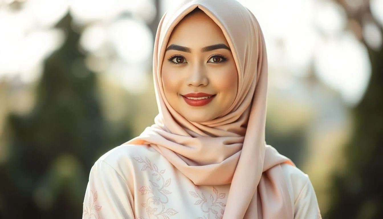 6. Menyesuaikan Hijab dengan Tunik Lebaran (c) Ilustrasi AI