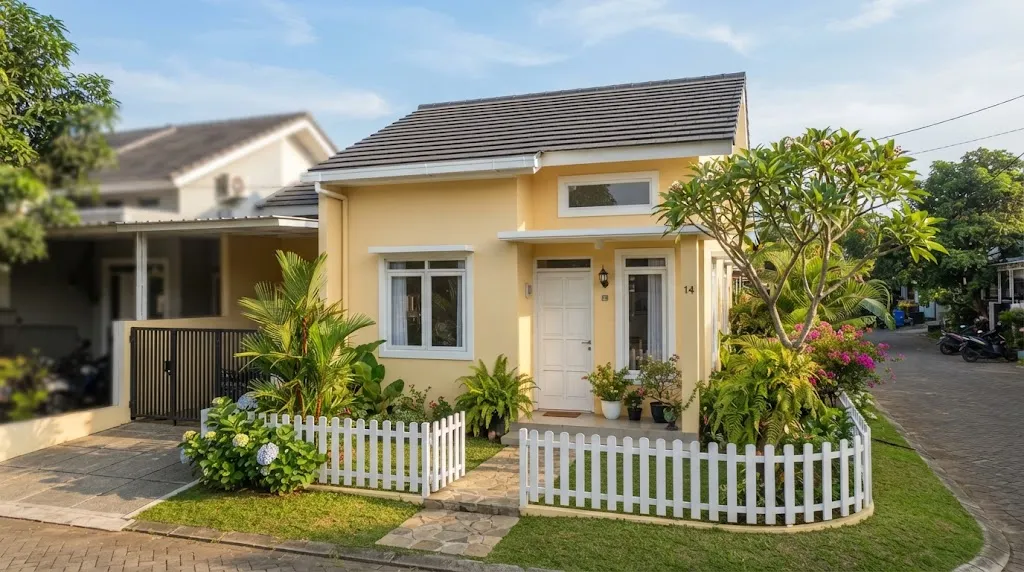 Ilustrasi Rumah Warna Kuning Lembut/AI Generated