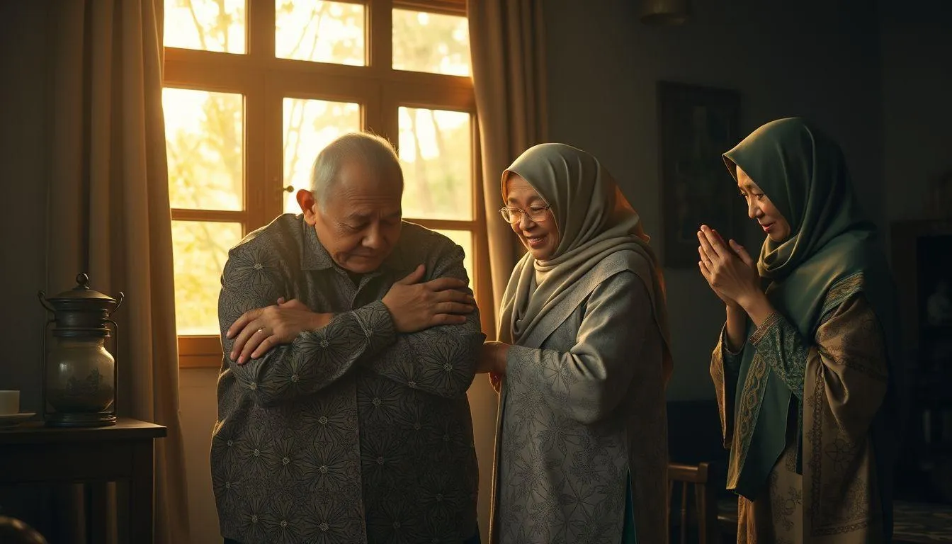 Momen mengucapkan idul fitri untuk Orang Tua (c) Ilustrasi AI