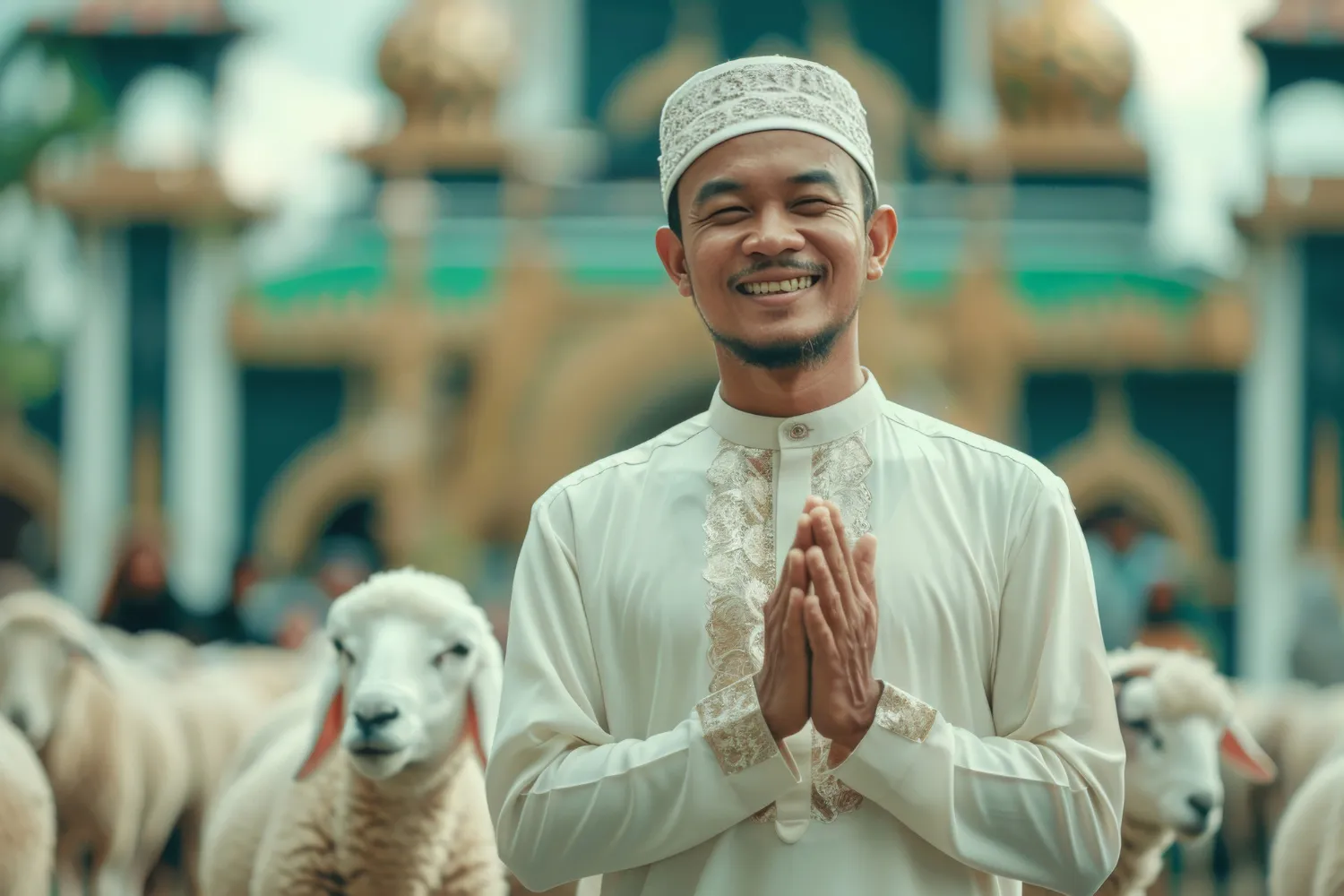 Seorang pria mengucapkan selamat idul fitri (c) Ilustrasi AI