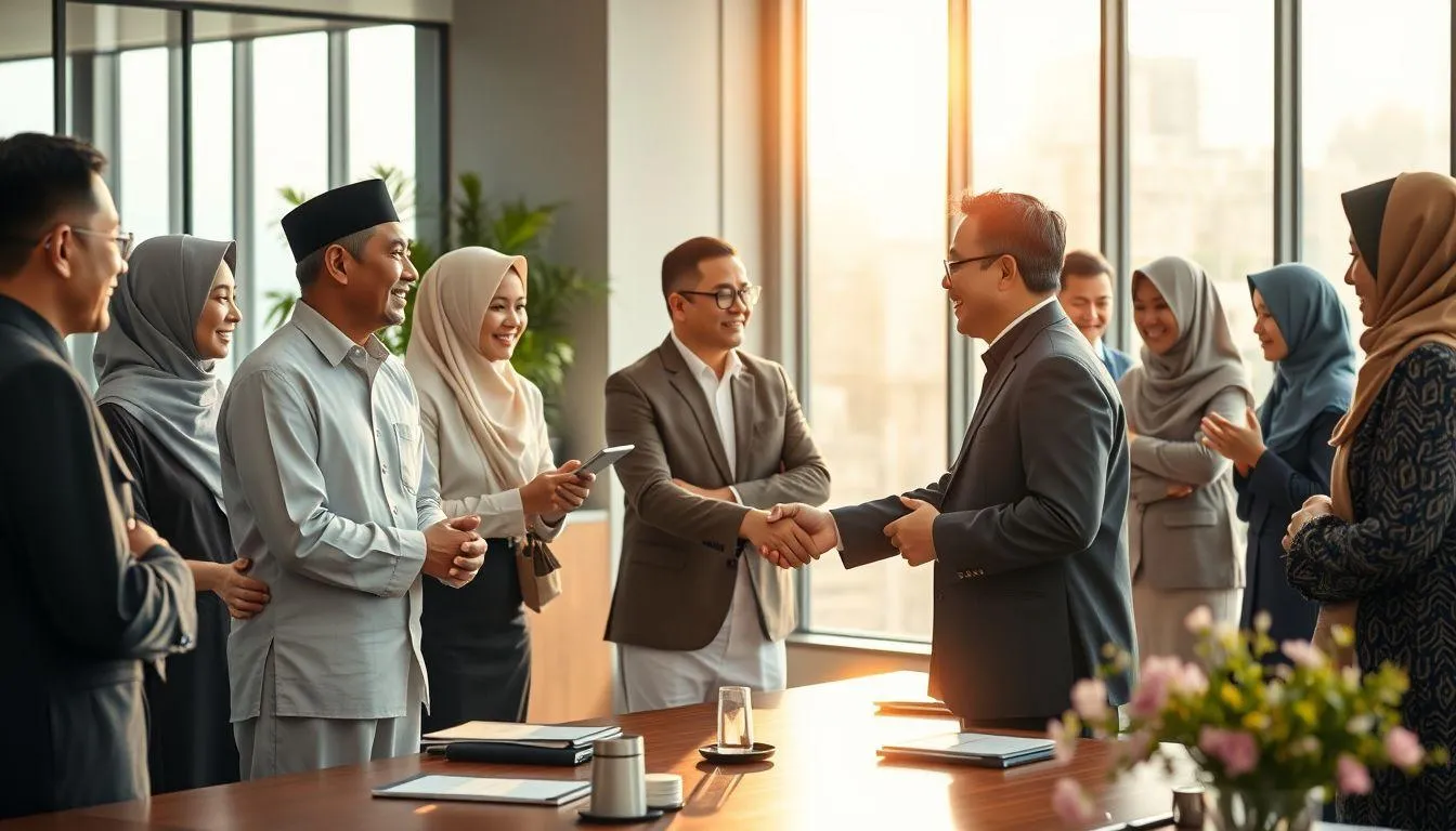 Suasana idul fitri di perusahaan(c) Ilustrasi AI