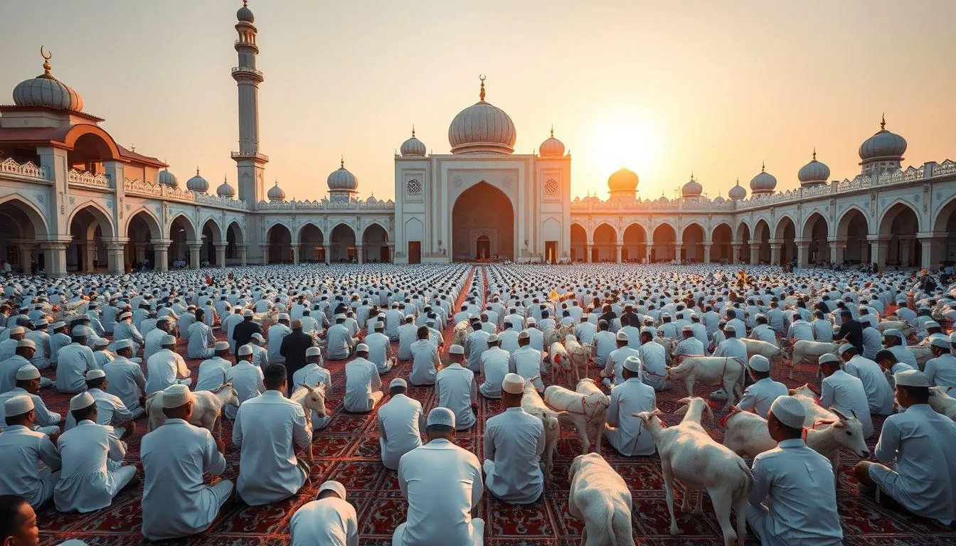 Suasana jamaah saat salat idul Adha (c) Ilustrasi AI