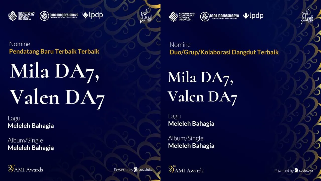 Nominasi yang didapat Mila dan Valen (credit: instagram.com/amiawards)
