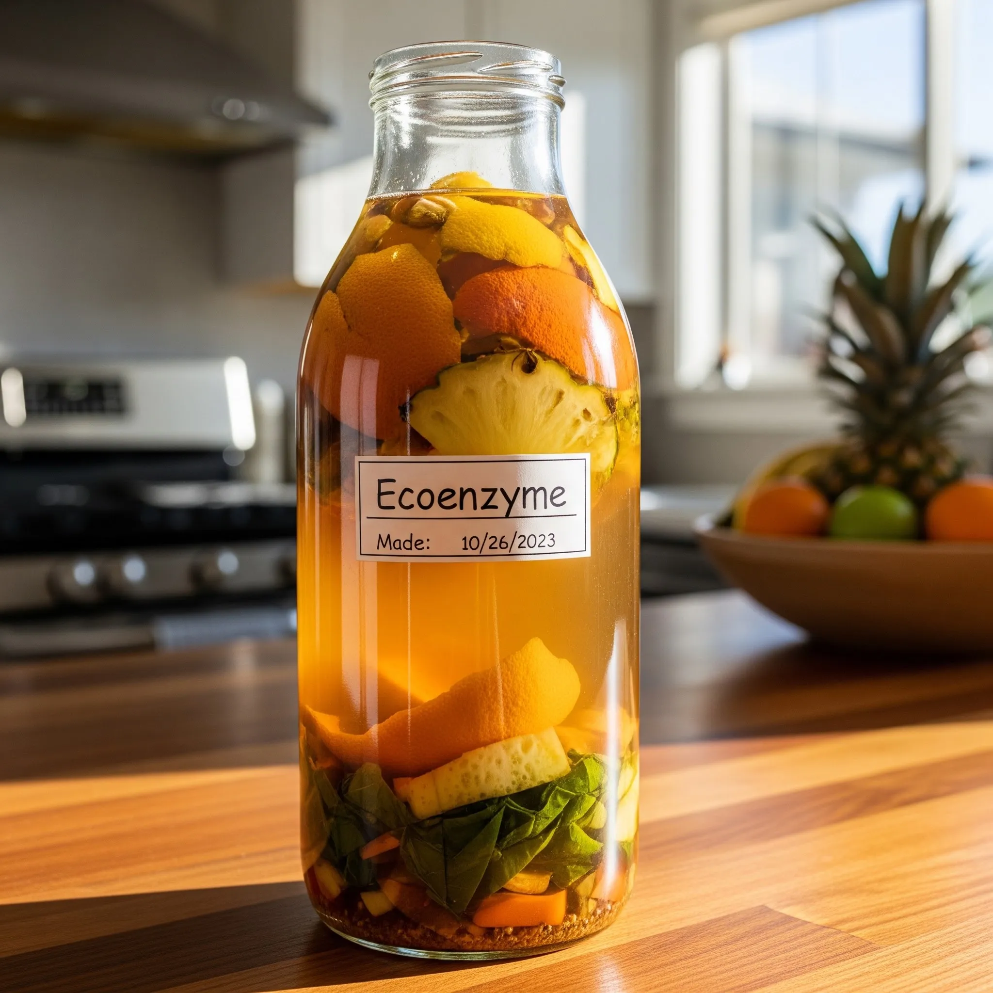 Pembuatan Ecoenzyme dari Sisa Nabati (credit: Image by AI)