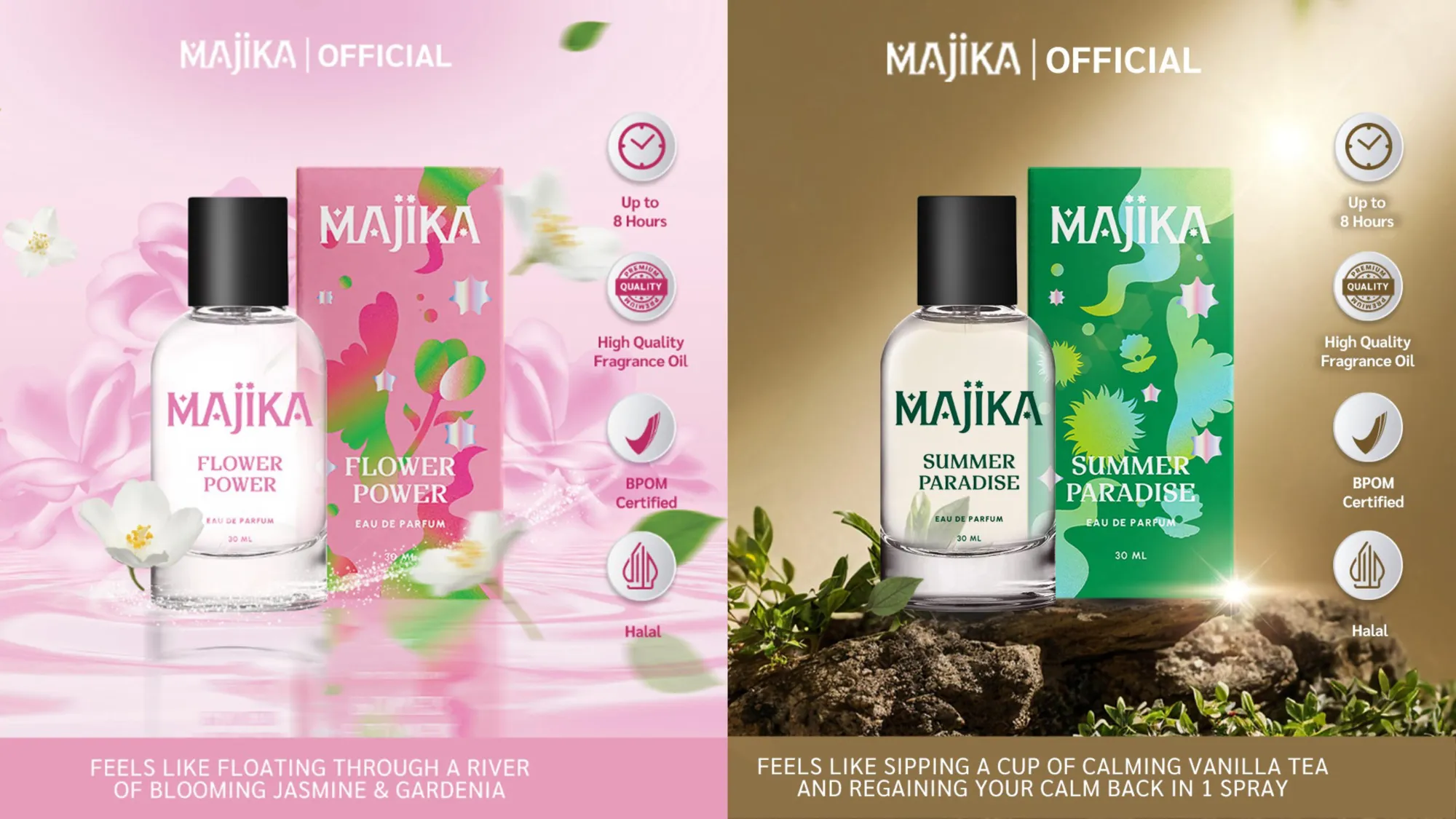 MAJIKA parfum varian Flower Power dan Summer Paradise. Ã�Â©MAJIKA.