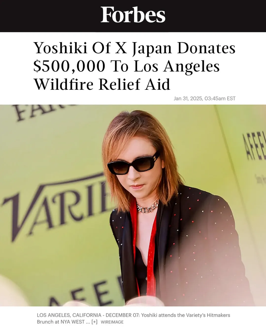YOSHIKI dikenal aktif membantu berbagai kegiatan kemanusiaan (credit: Instagram/@yoshikiofficial)