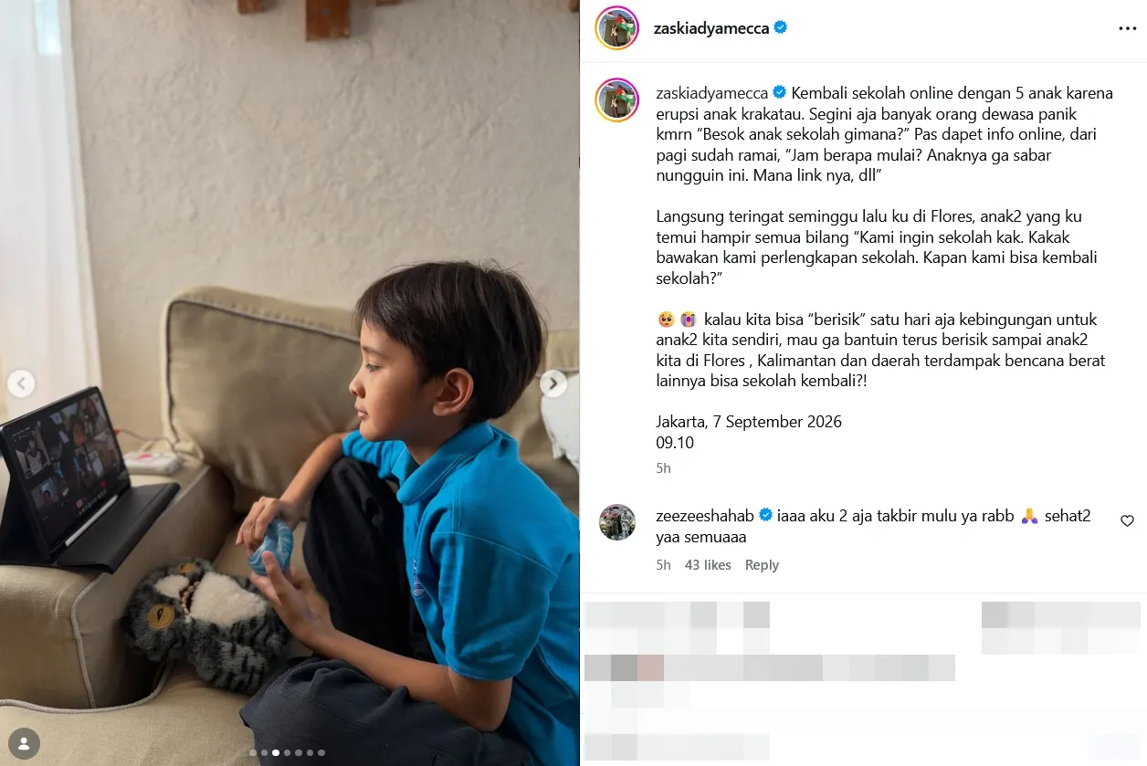 Zaskia Adya Mecca sekolah di rumah © instagram.com/zaskiadyamecca