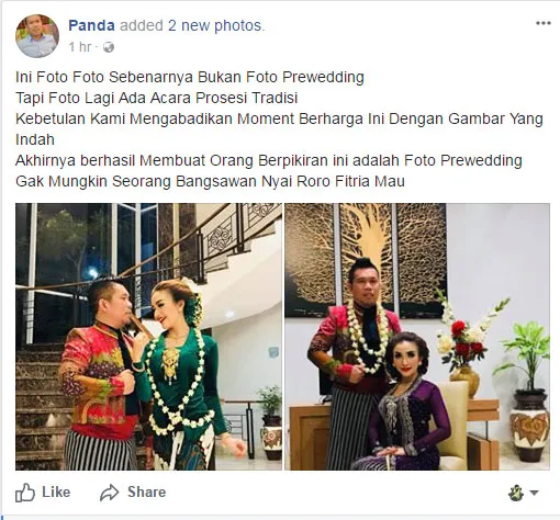 Postingan Pandapotan Siahaan selanjutnya, dengan caption yang telah diubah. © Facebook/Panda