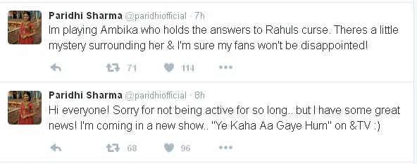 Paridhi beri kabar gembira buat fans © Twitter.com/paridhiofficial