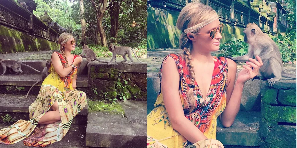 Gaya hippies a la Paris Hilton di Monkey Forest, Ubud/©instagram.com/parishilton
