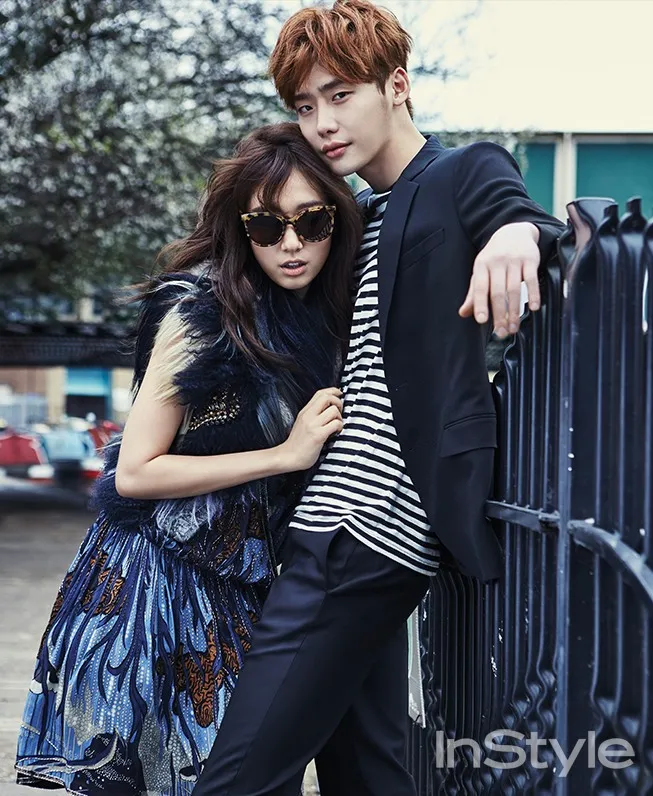 Park Shin Hye dan Lee Jong Suk saat pemotretan majalah di London. ©Instyle Magazine
