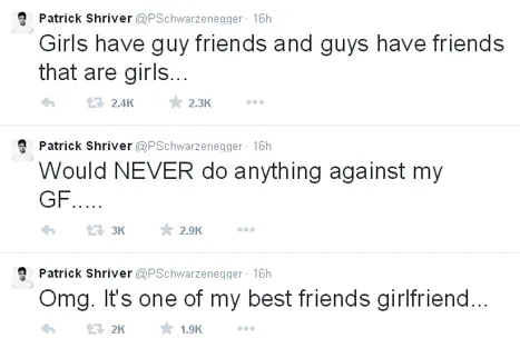 Tweet yang dituliskan Patrick @ twitter.com/PSchwarzenegger