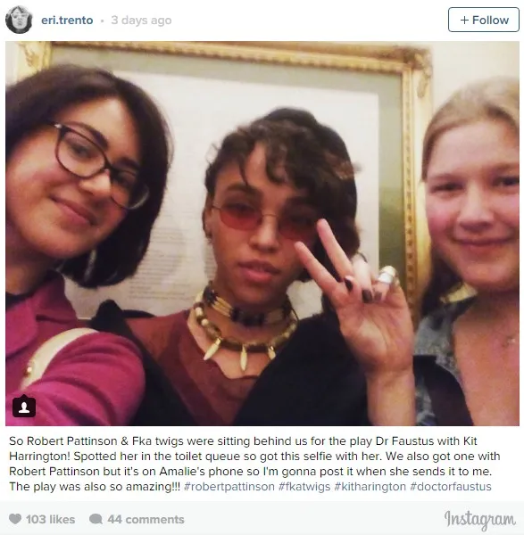 Inilah bukti jika Pattinson dan Twigs sedang baik-baik saja © instagram.com/eri.trento