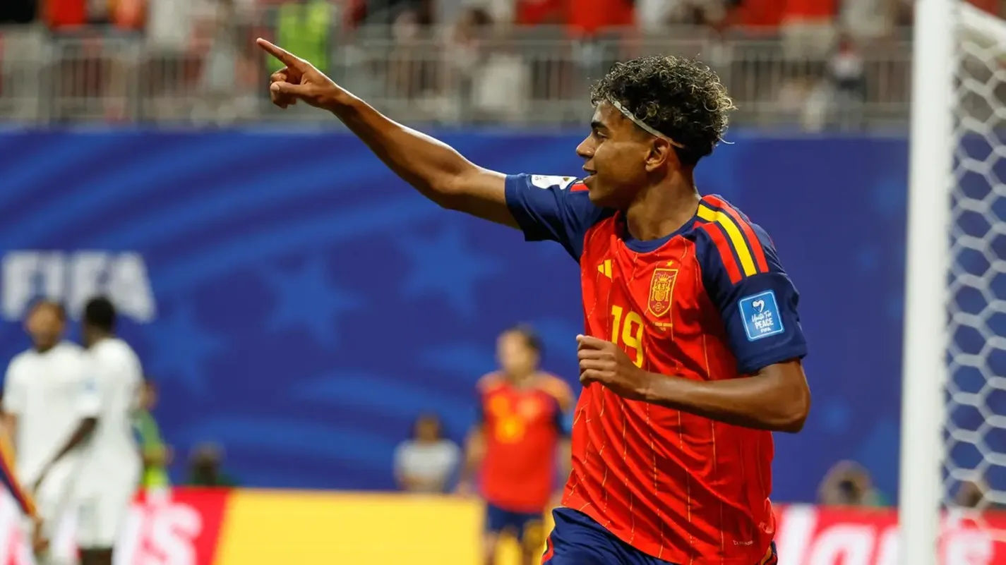 Pemain Spanyol Lamine Yamal. (AP Photo/Erik S.Lesser)