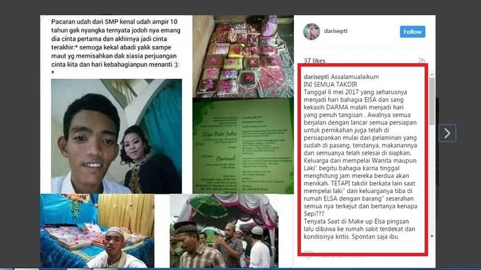 Elsa, gadis berusia 19 tahun yang meninggal 2 jam sebelum akad nikah © instagram.com/darisepti