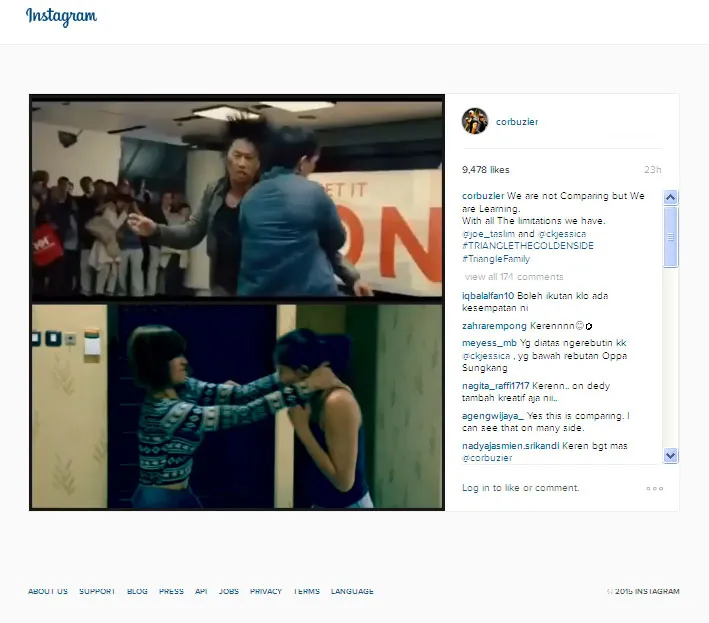 Video singkat ini menunjukkan gaya bela diri Chika Jessica dan Joe Taslim, sedang dibandingkan nih? ©instagram.com/corbuzier/