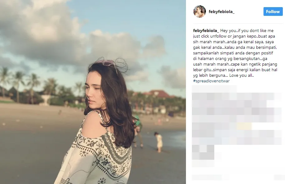 Feby minta netizen tak lagi mencerca dirinya ©instagram/febyfebiola_