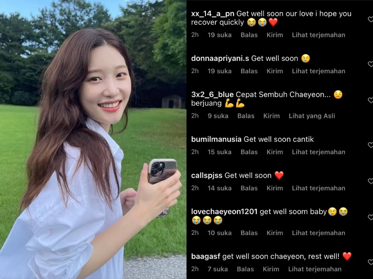 Mulai dari Sesama Selebriti Hingga Fans Mendoakan Kesembuhan Jung Chaeyeon / (Credit: instagram.com/j_chaeyeoni)