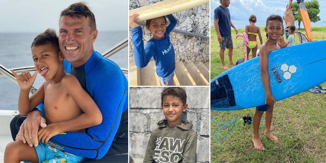 10 Photos of Byron, Indah Kalalo's Beautiful Son who is Skilled at Surfing at the Age of 7 and as Handsome as His Father