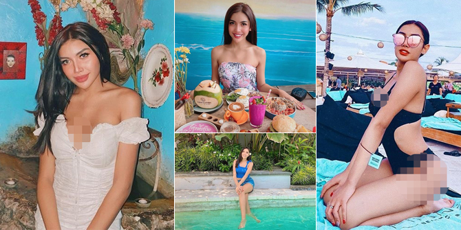 11 Photos of Millendaru's Exotic Vacation in Bali, Dancing with Hotman Paris - Showing off Body Flexibility on the Beach