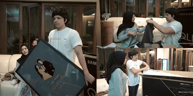 10 Portraits of Atta Halilintar and Aurel Hermansyah Unboxing Wedding Gifts, Getting a Giant TV - Statue Gift from Singapore