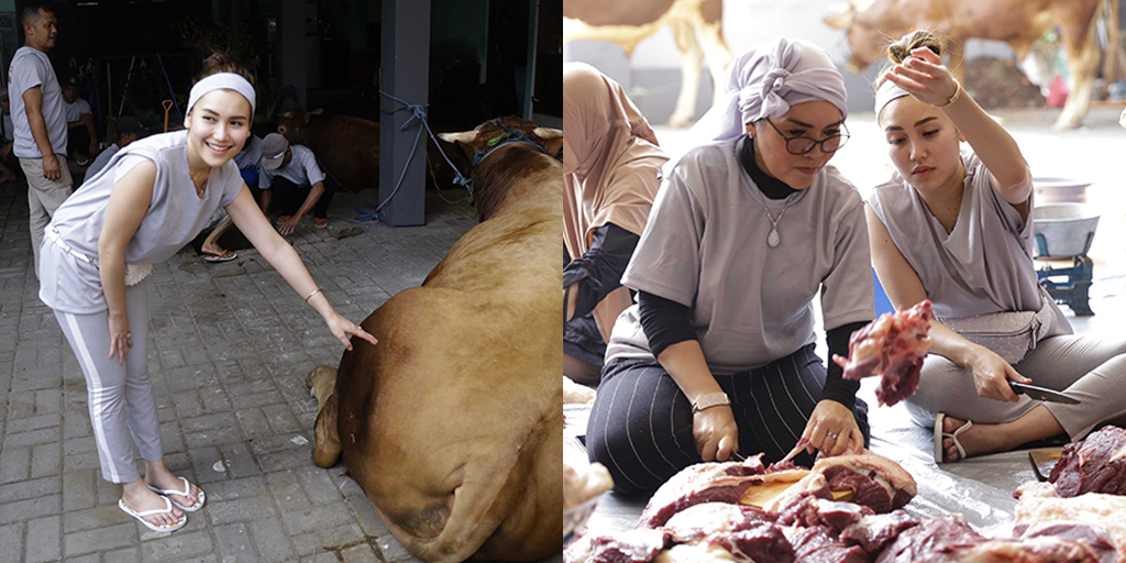 10 Potret Ayu Ting Ting Celebrating Eid al-Adha, Participating in Slaughtering Sacrificial Animals