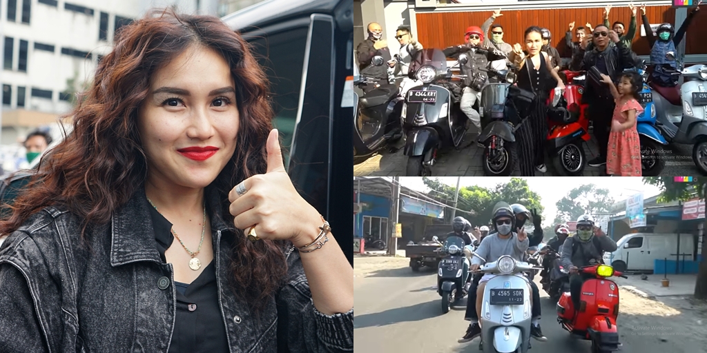 10 Photos of Ayu Ting Ting Touring on a Vespa, Heading to Waterfall with a Twisty Journey