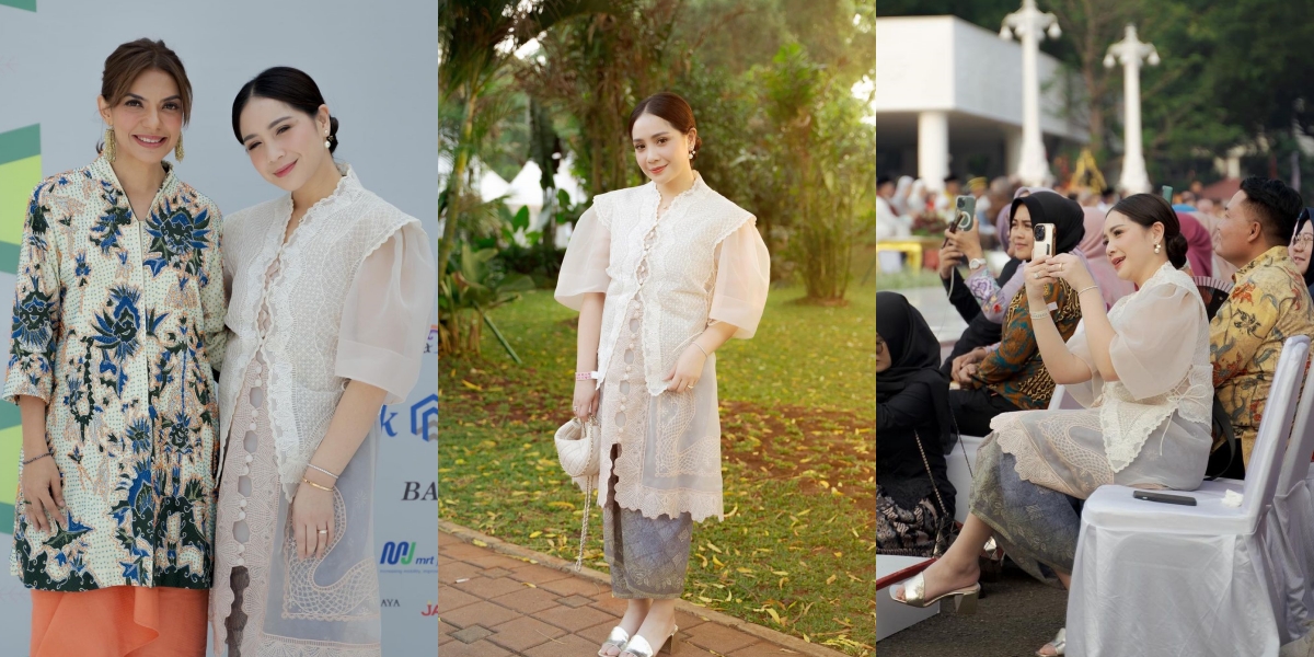 10 Portraits of Nagita Slavina's Detailed Appearance When Attending Istana Berkebaya Event, Elegant in White Attire - Praised for Radiating the Aura of a Government Official's Wife