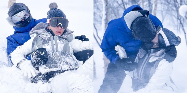 10 Moments of Syahrini Falling Down in the Middle of a Snowstorm, Then Receiving a Warm Kiss on the Lips