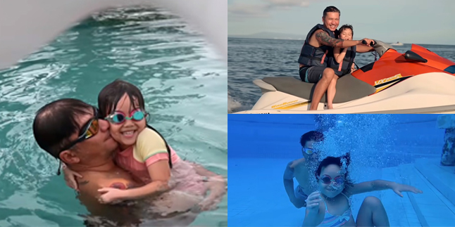 10 Portraits of Father-Daughter Day Gading Marten and Gempi Vacation in Bali, Riding Jet Ski and Swimming Together