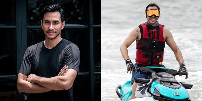 10 Cool Style Portraits of Darius Sinathrya Riding a Jet Ski, Showing Off his Macho and Handsome Appearance, Displaying his Biceps