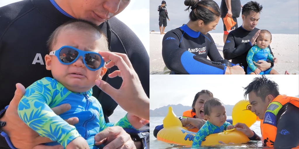 10 Cute Photos of Kiano, Baim Wong's Child, Trying to Swim in the Sea, Initially Fussy from the Heat Ended up Sleeping on a Float