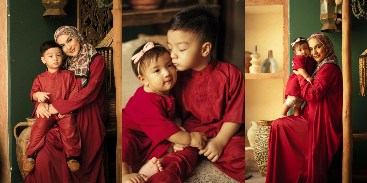 10 Portraits of Irish Bella Celebrating her Second Eid Al-Adha without Ammar Zoni with a Photoshoot, Strong Together with Both Children - Uniformly Compact Family Despite Husband's Absence