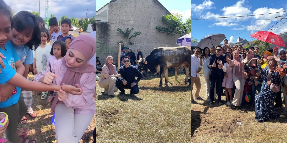 10 Portraits of Jenita Janet Celebrating Idul Adha After Deciding to Wear Hijab, Feels Like Meeting Fans with Children and Mothers While Watching the Sacrifice of Animals