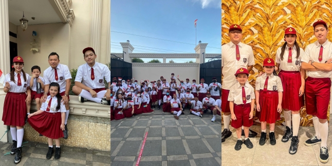 10 Portraits of Anang Hermansyah and Ashanty's Family Fun Celebrating Independence Day, Wearing Elementary School Uniforms - Holding Competitions at Home