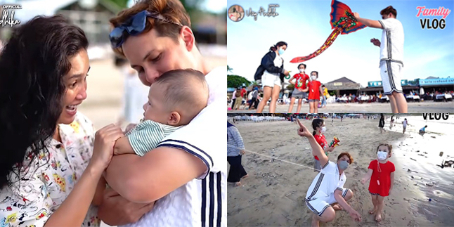 10 Portraits of Andhika Pratama and Ussy Sulistiawaty's Family Vacation in Bali, Enjoying Kite Flying on the Beach