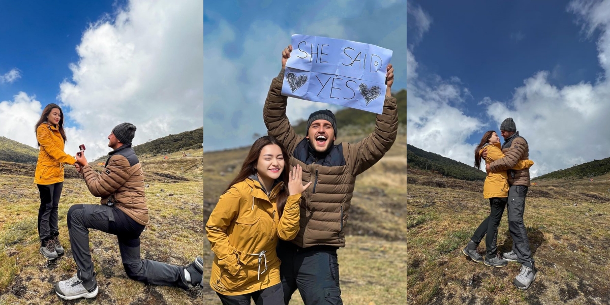 10 Portraits of Nathalie Holscher Being Proposed to by Ladislao on Mount Gede, Simple but Romantic - Wishing for a Smooth Journey Ahead